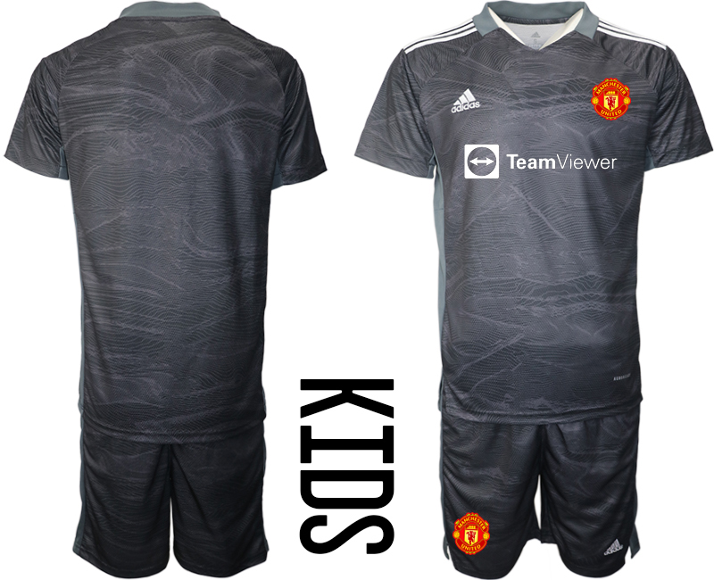 Youth 2021-2022 Club Manchester United black goalkeeper blank Soccer Jersey